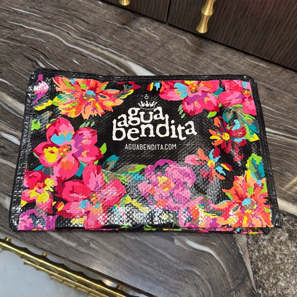 🌺Agua Bendita Zip Top Plastic Cosmetic Travel Make up pouch or Bikini 👙 Bag